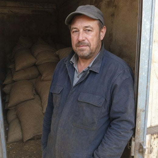 A customer in his farm feed room